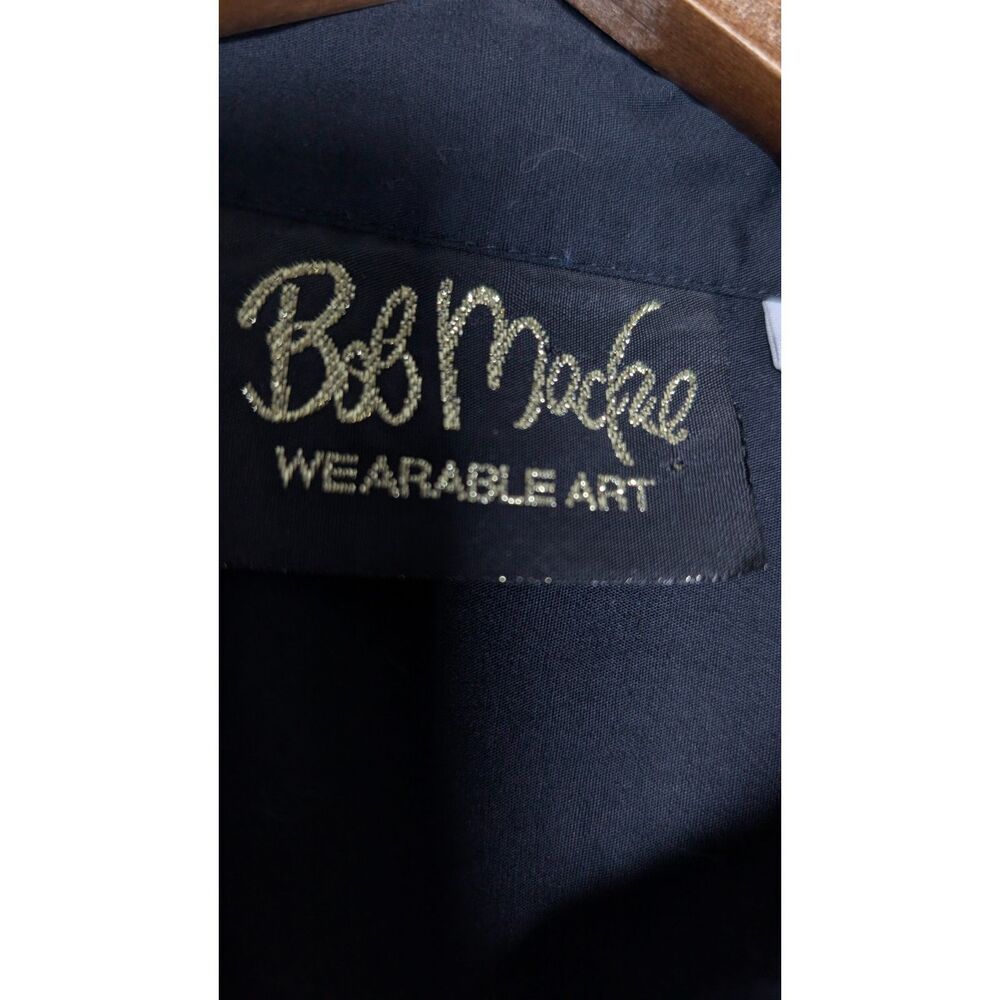 Vintage Bob Mackie Wearable Art Peacock Embroidered Black Button Shirt XS - Picture 3 of 7